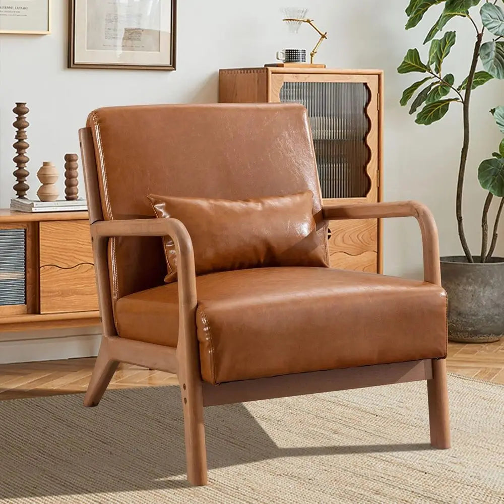Plush Camel-Colored Reading Chair
