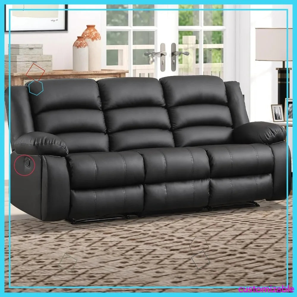 Reclining Sofa 3 Seats w/Cup Holders