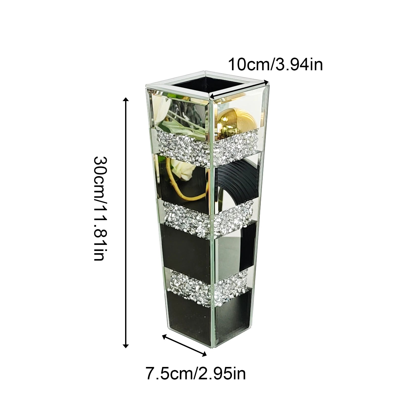 Large Mirror Crushed Diamond Glass