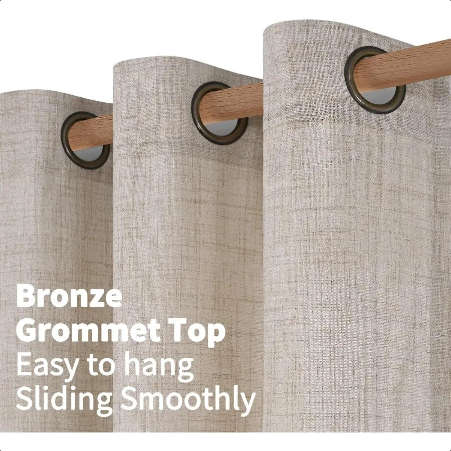 Linen Semi Sheer Curtains 2 Panels