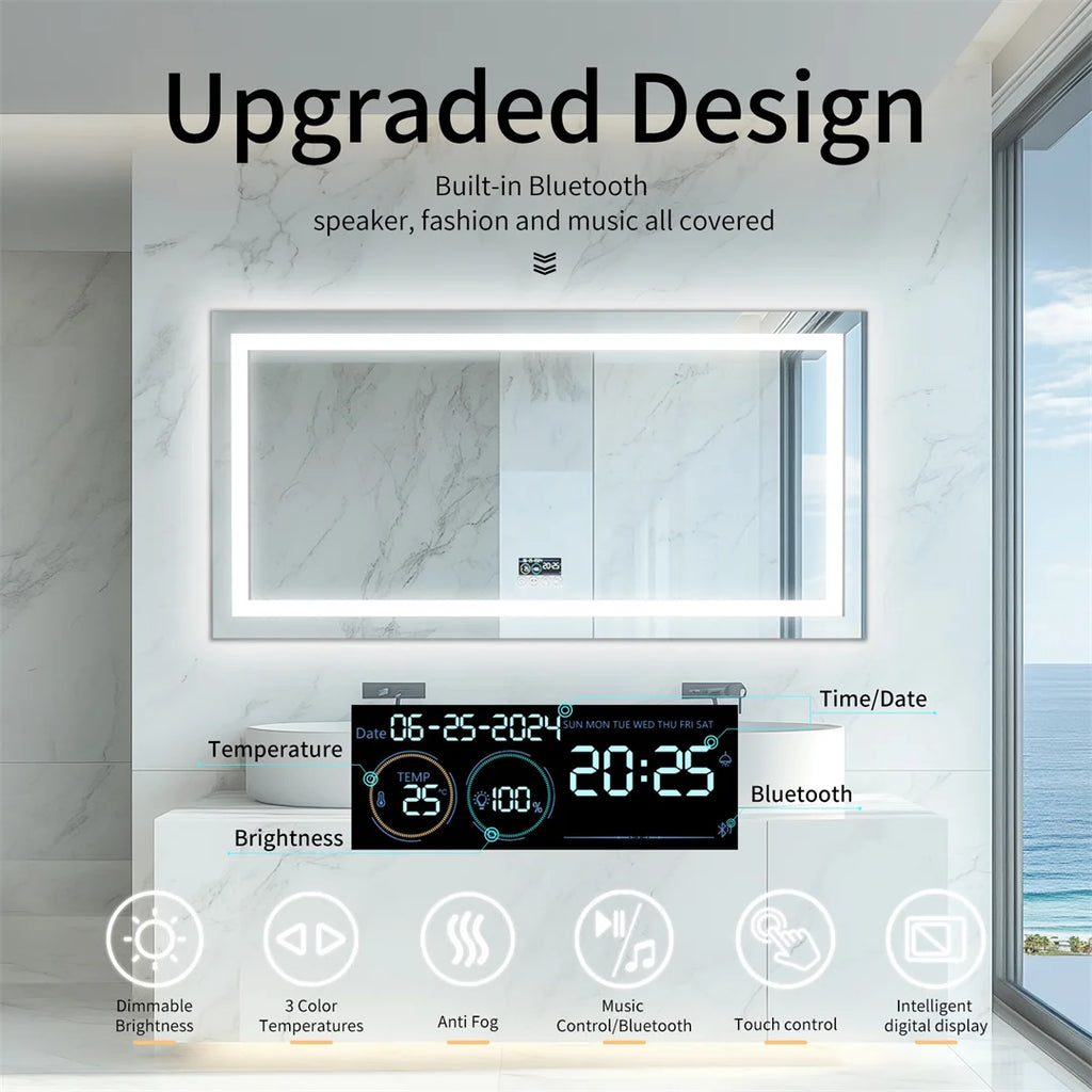 Illuminated Bluetooth Bathroom Mirror