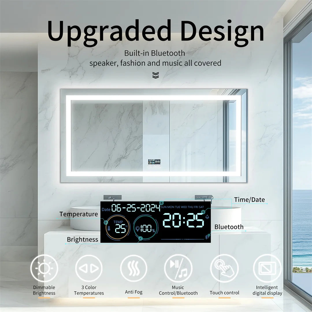 Illuminated Bluetooth Bathroom Mirror