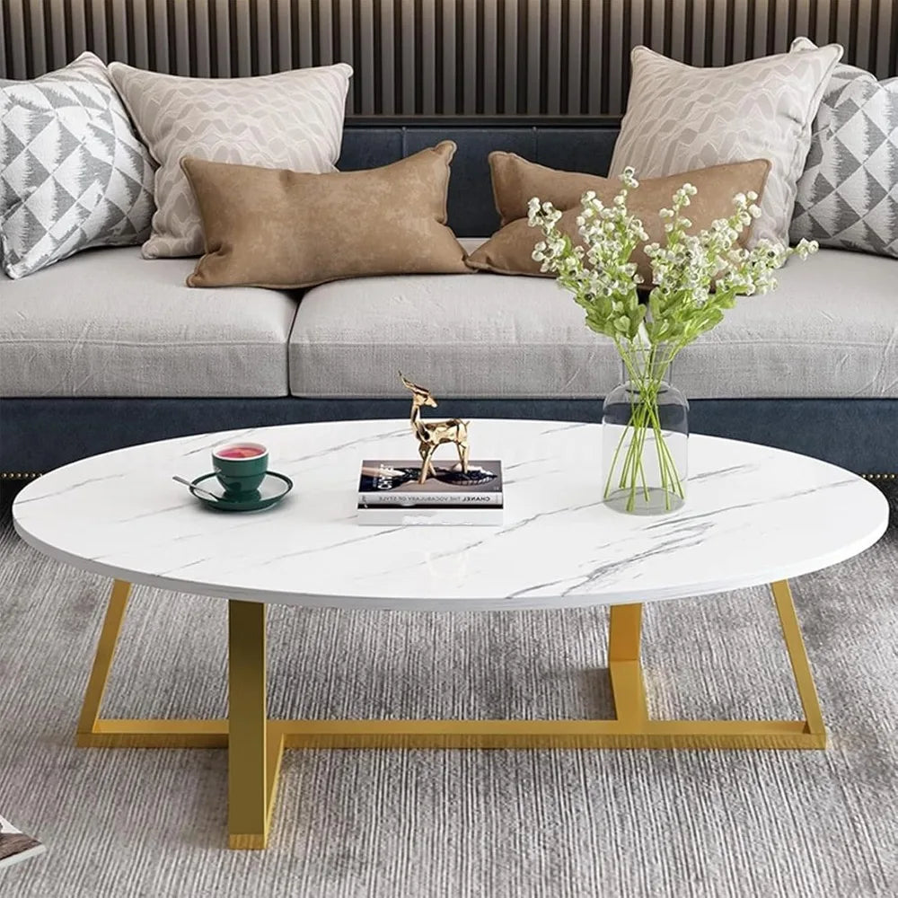 White Faux Marble Coffee Table