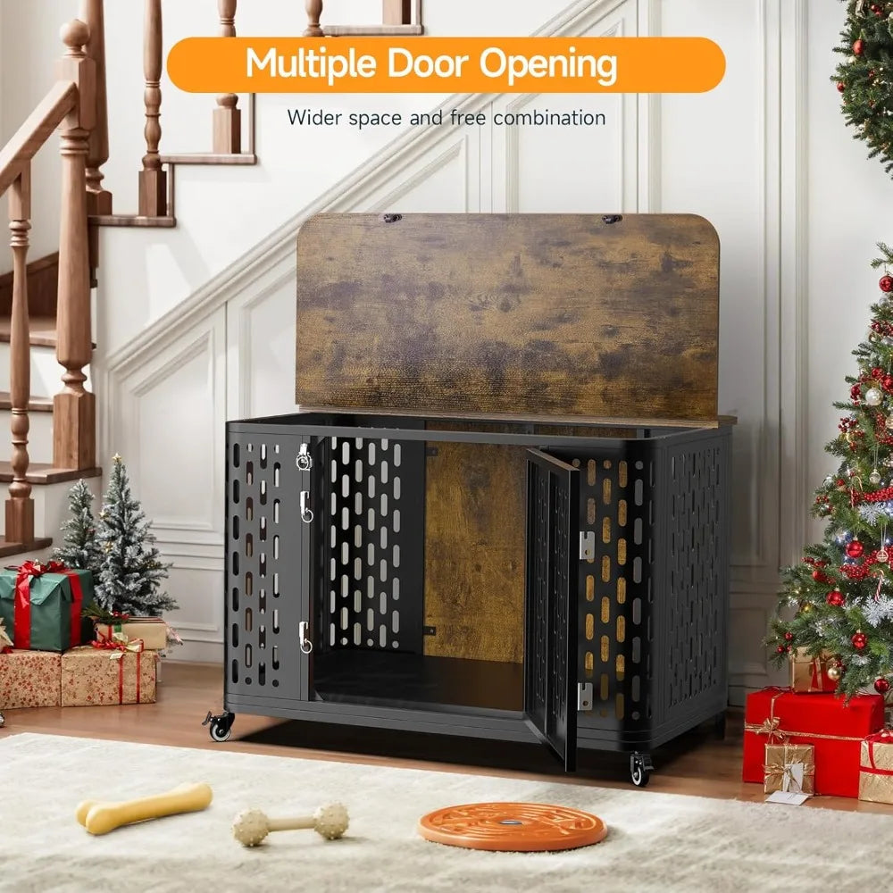 Wooden Dog Crate with Cushion