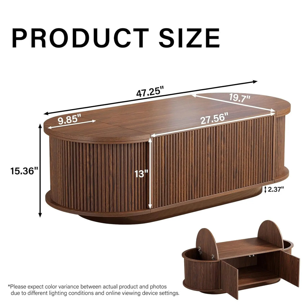Oval Coffee Table with Storage