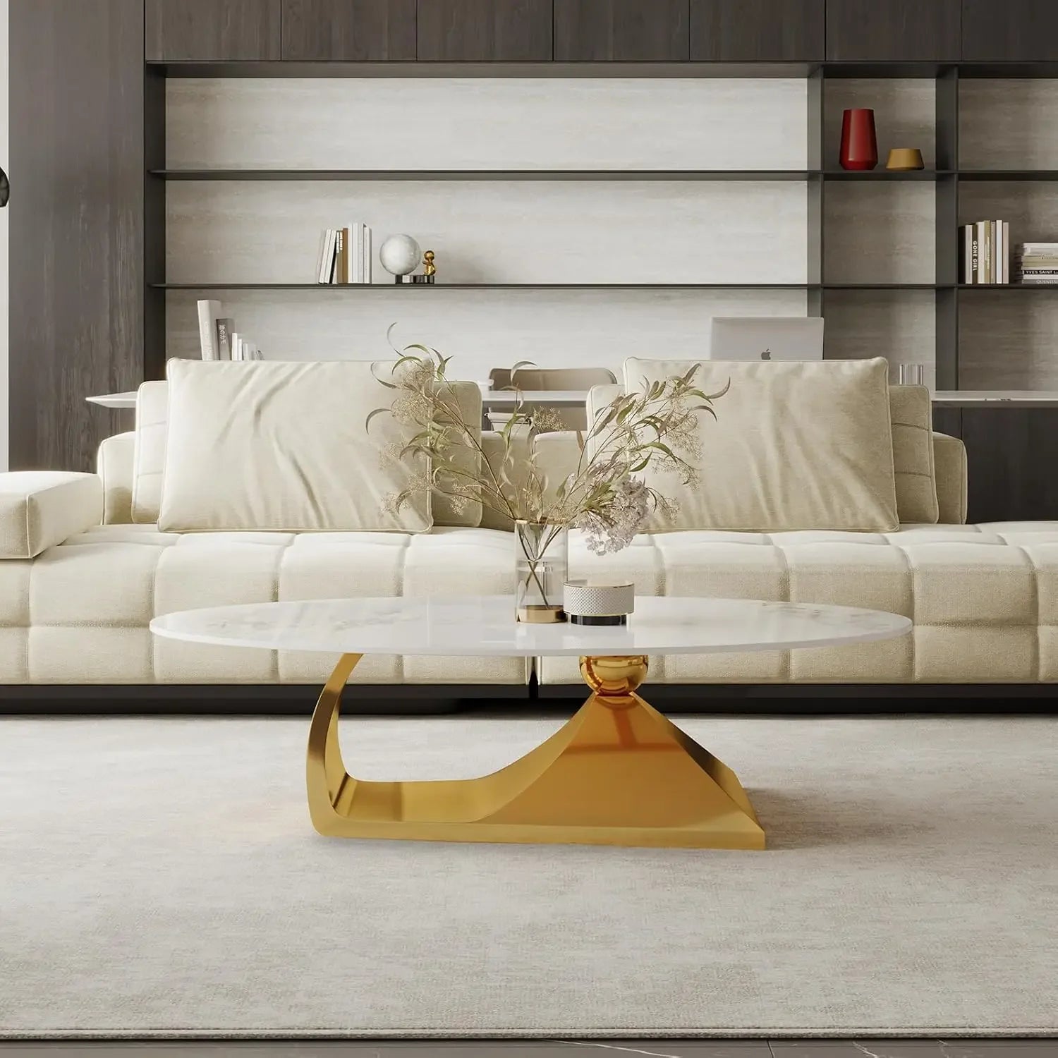 Marble Coffee Table w/Gold Base