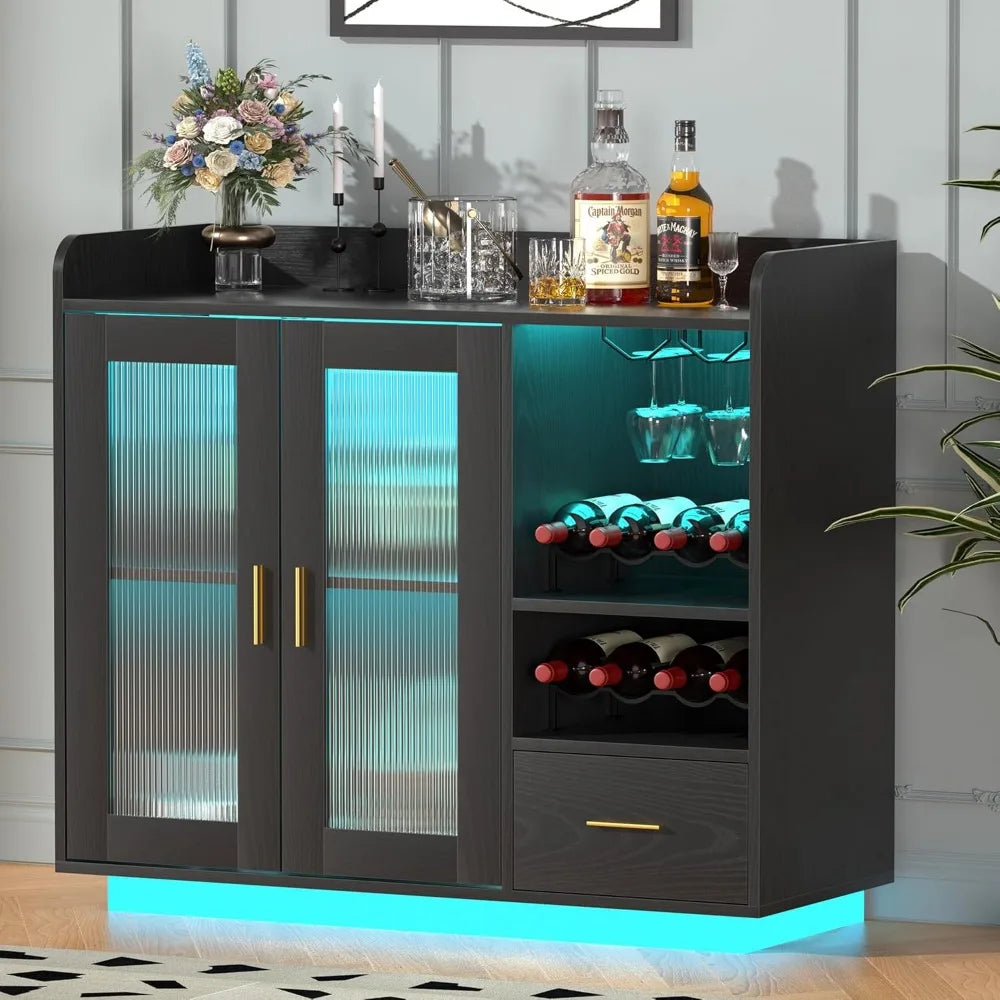 Wine Bar Cabinet with LED Light