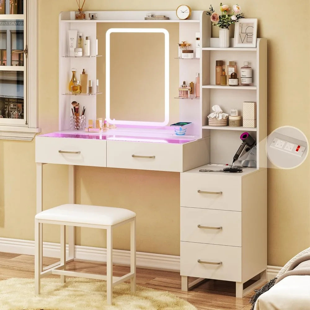 43" Glass Top Vanity w/LED Mirror