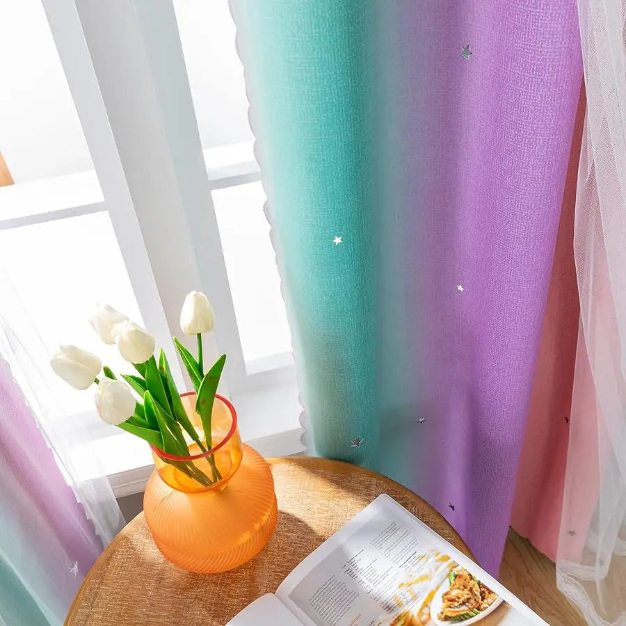 Rainbow Blackout Curtains for Kids