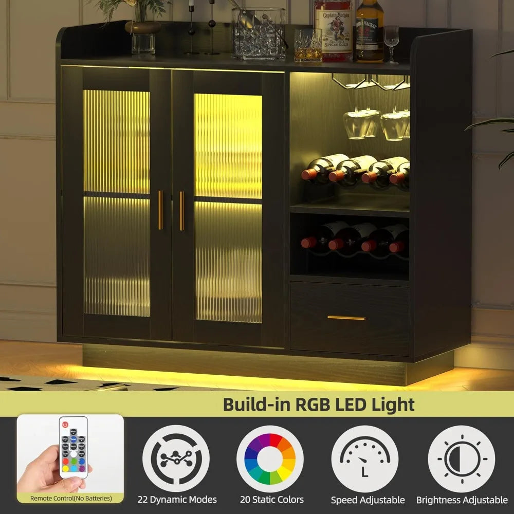 Wine Bar Cabinet with LED Light