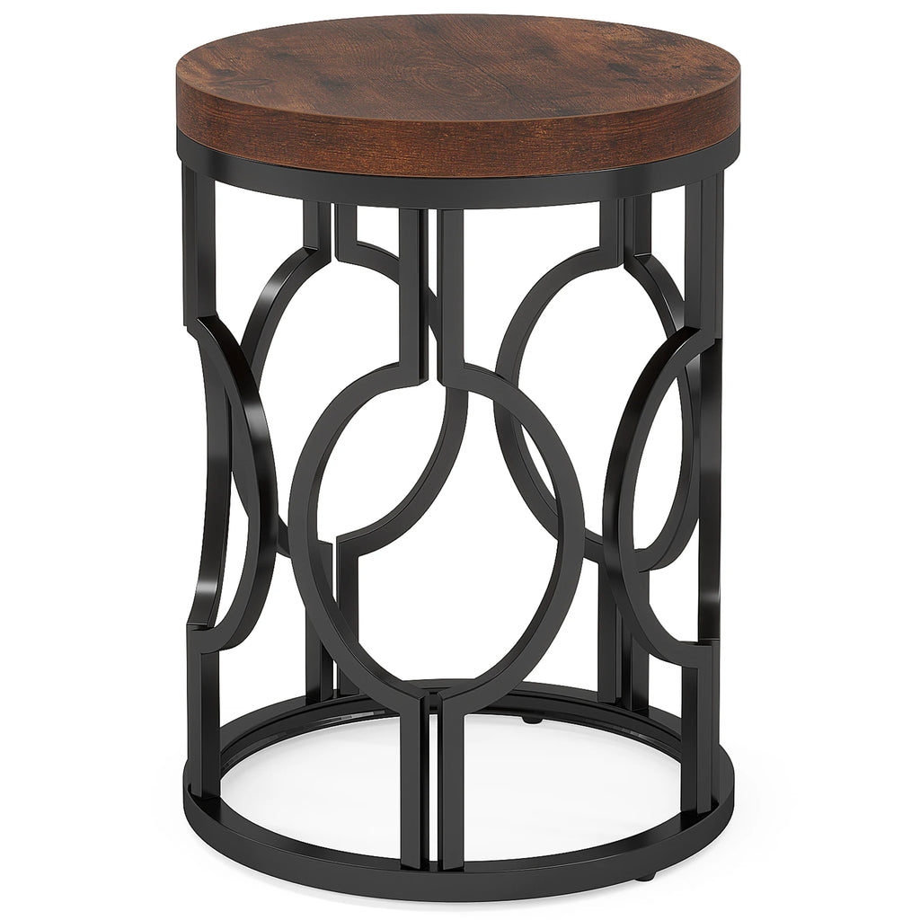 Side Table with Metal Hollow Frame