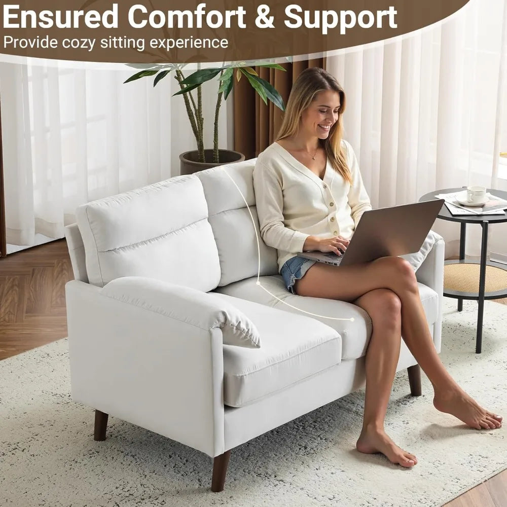 Compact Suede Loveseat Sofa