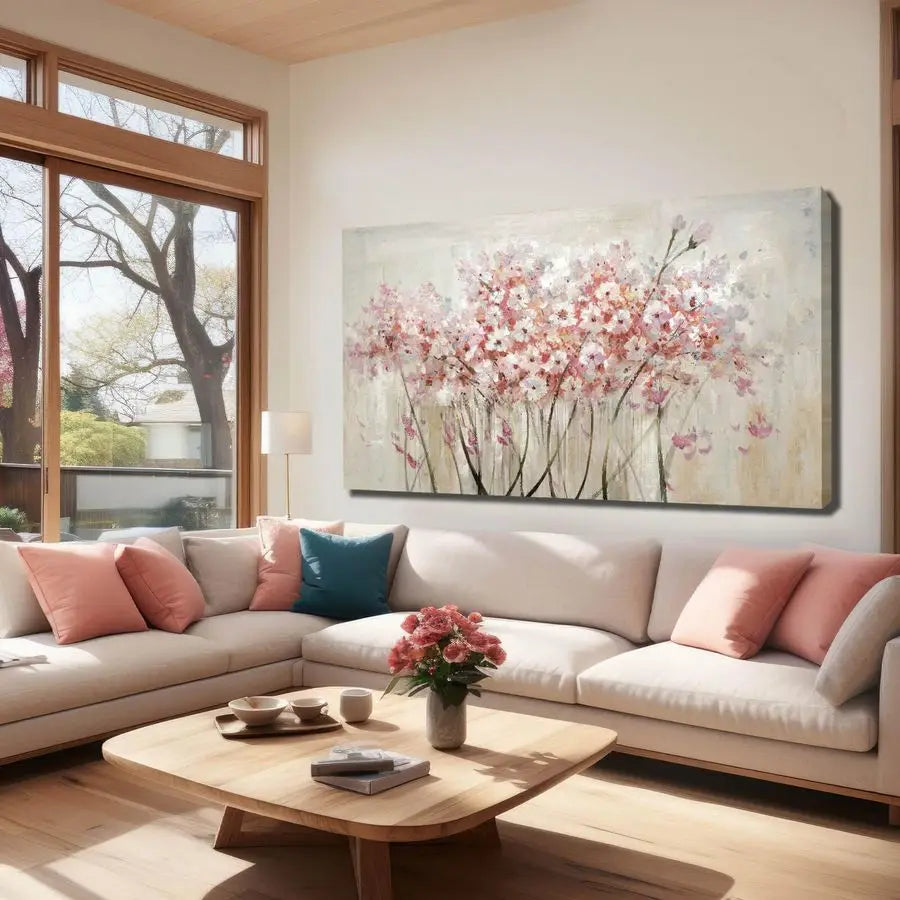 White Floral Oil Painting Canvas