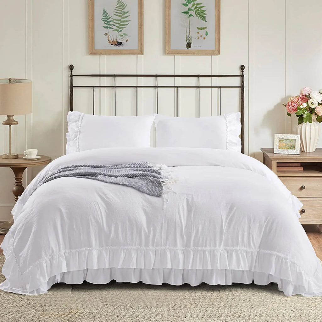 3 Piece Ruffled Duvet Cover Set