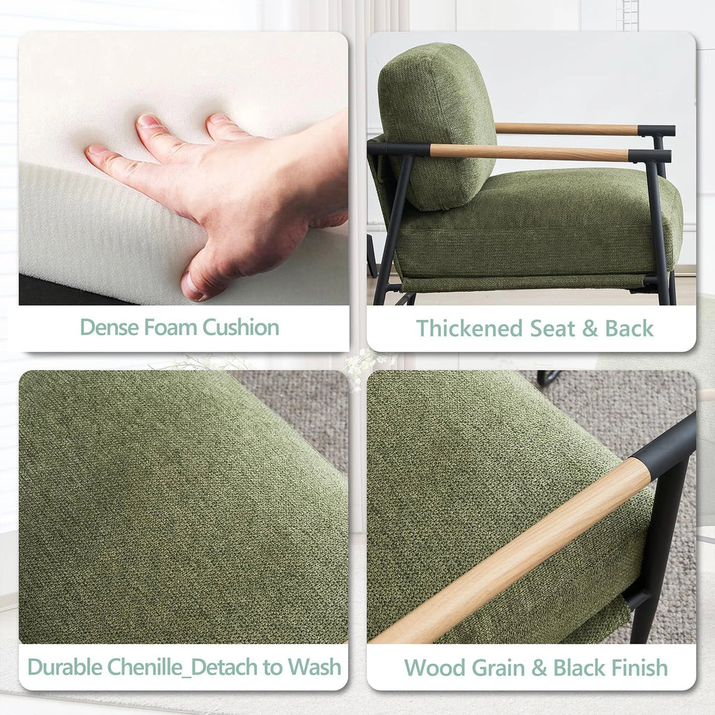 Lounge Chair Chenille, Metal Leg