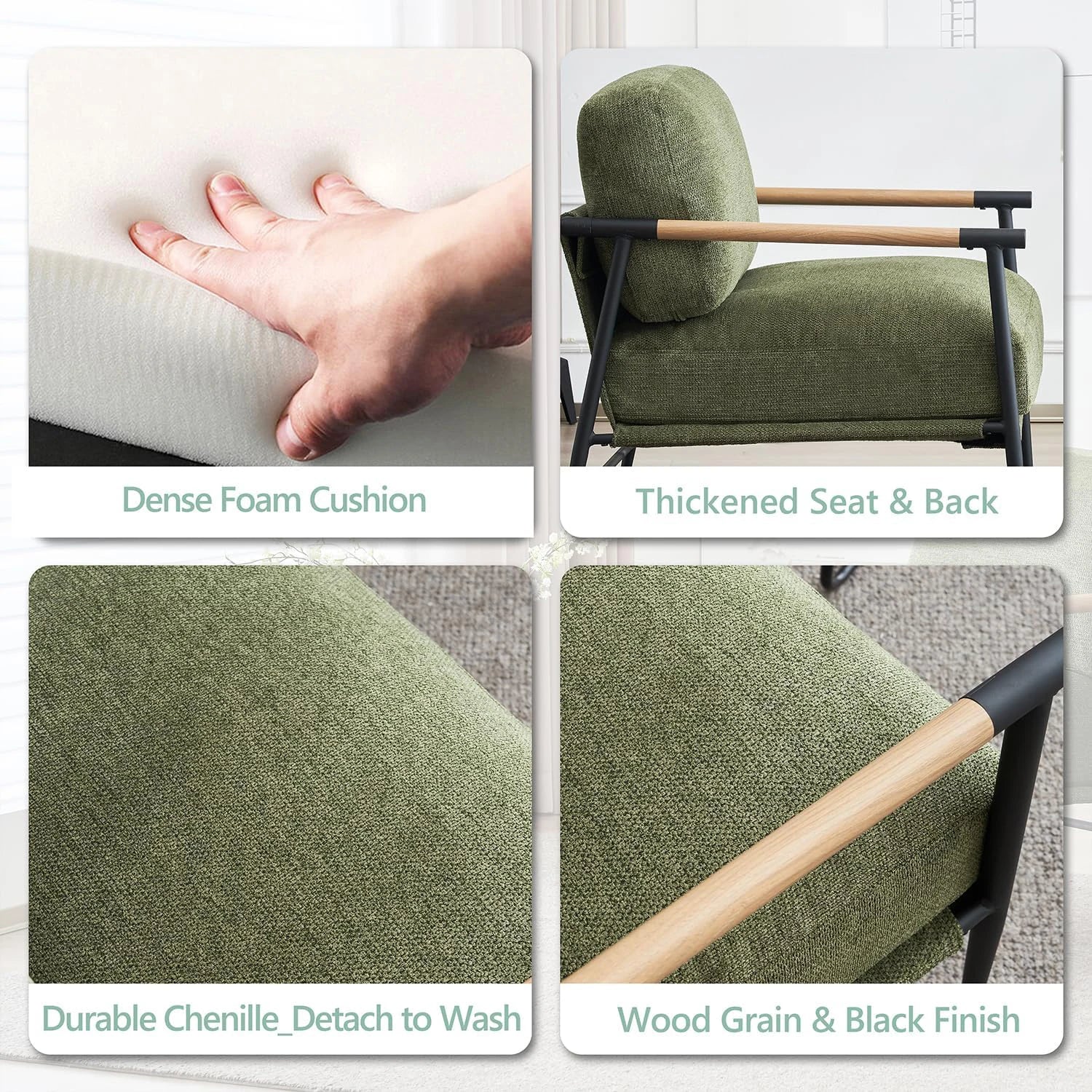 Lounge Chair Chenille, Metal Leg