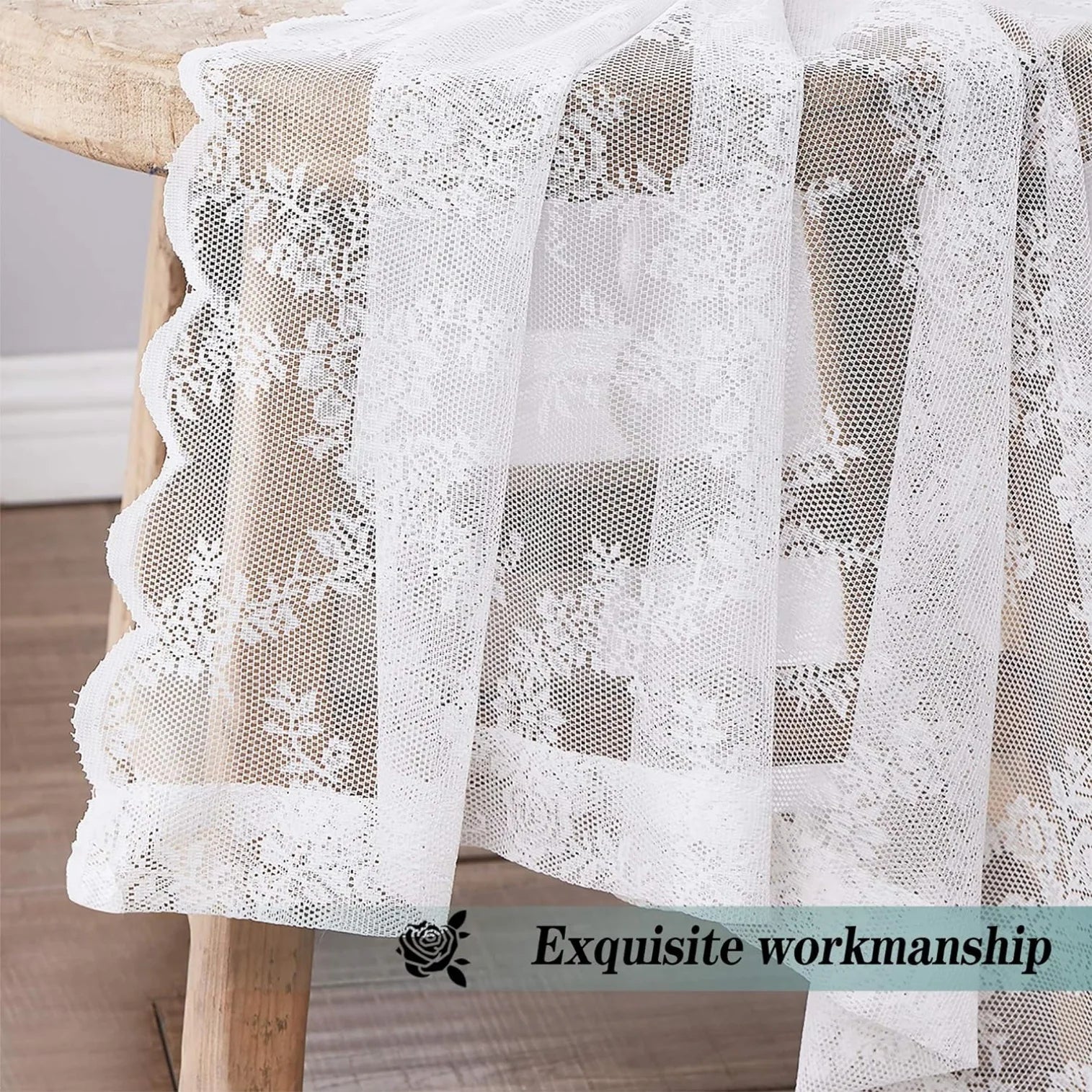 1 piece lace semi-transparent curtain