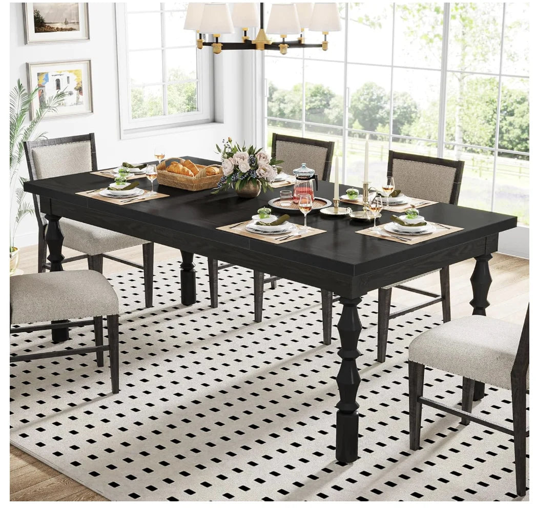 Wood Black Table for 4-6 People