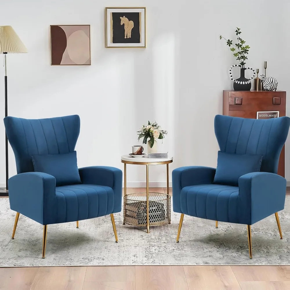 Velvet Accent Armchair w/Pillow