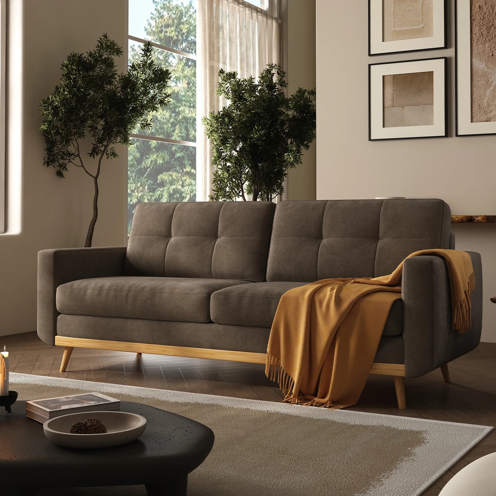 Loveseat Sofa w/Wooden Legs