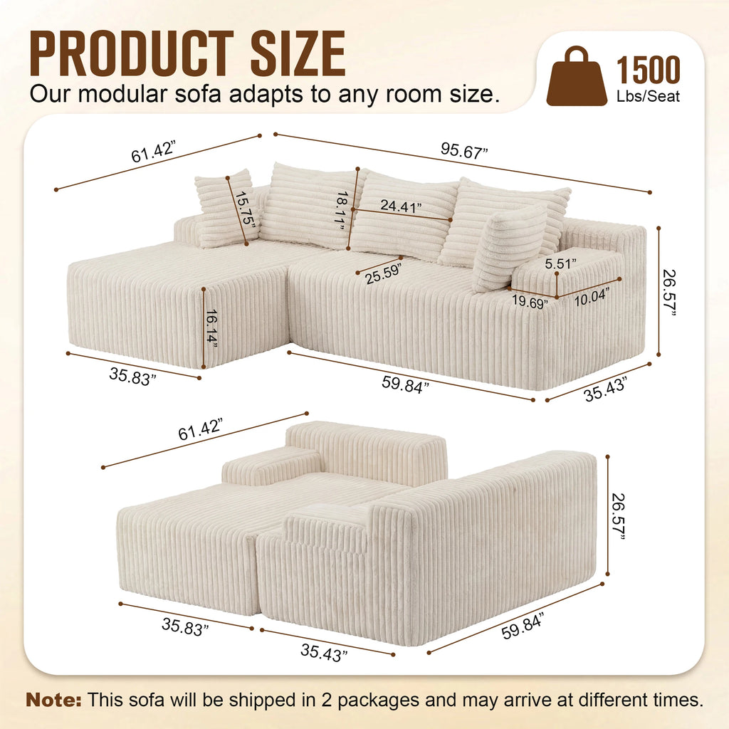 L-Shape Corduroy Sectional