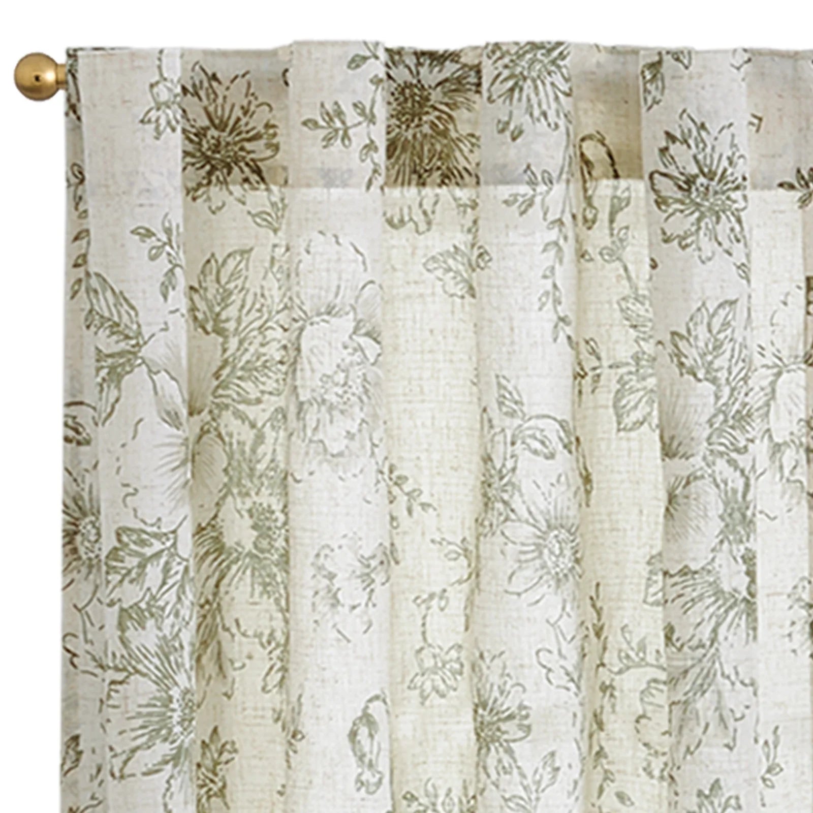 Linen Floral Curtain Set for Kitchen