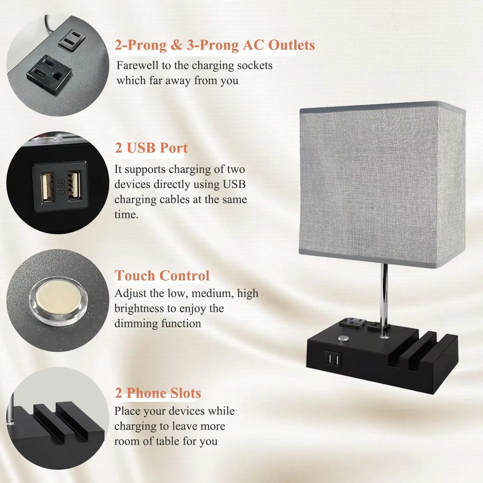 Lamp with USB Charging Ports