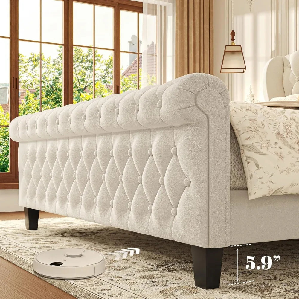 Sleigh Bed w/Wingback Headboard