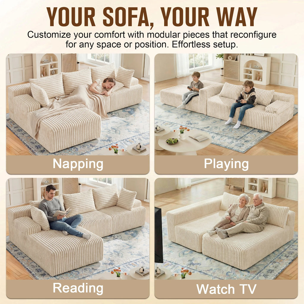 L-Shape Corduroy Sectional