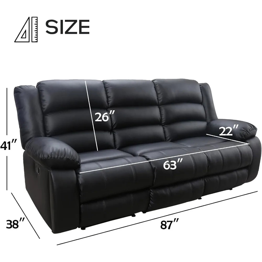 Reclining Sofa 3 Seats w/Cup Holders
