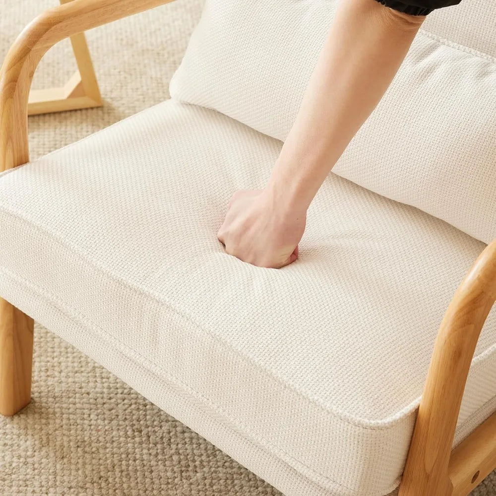 Beige Wood Accent Chairs Set of 2