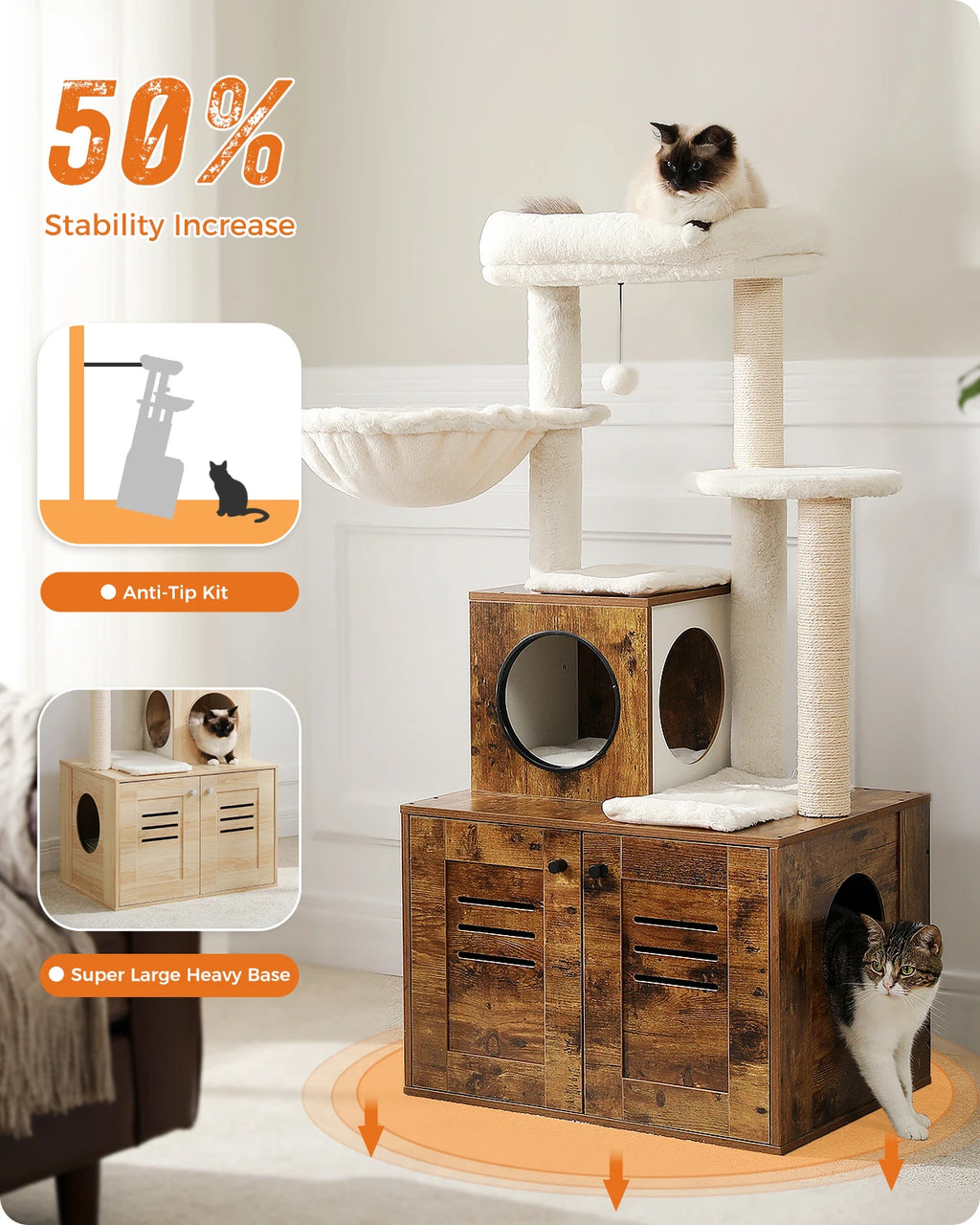 Cat Tree with Condo w/Cat Litter Box