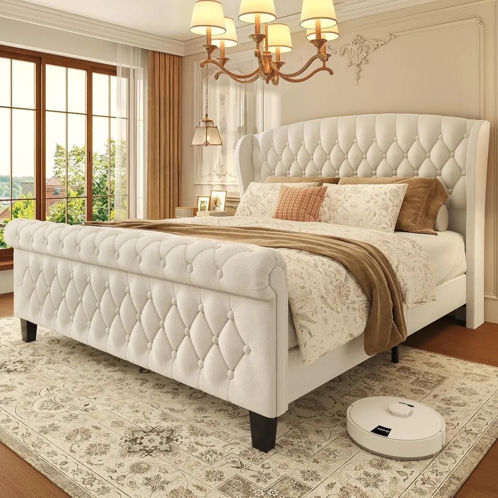 Sleigh Bed w/Wingback Headboard