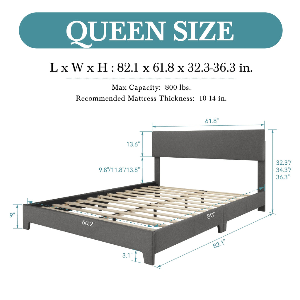 Upholstered Bed Frame with Headboard