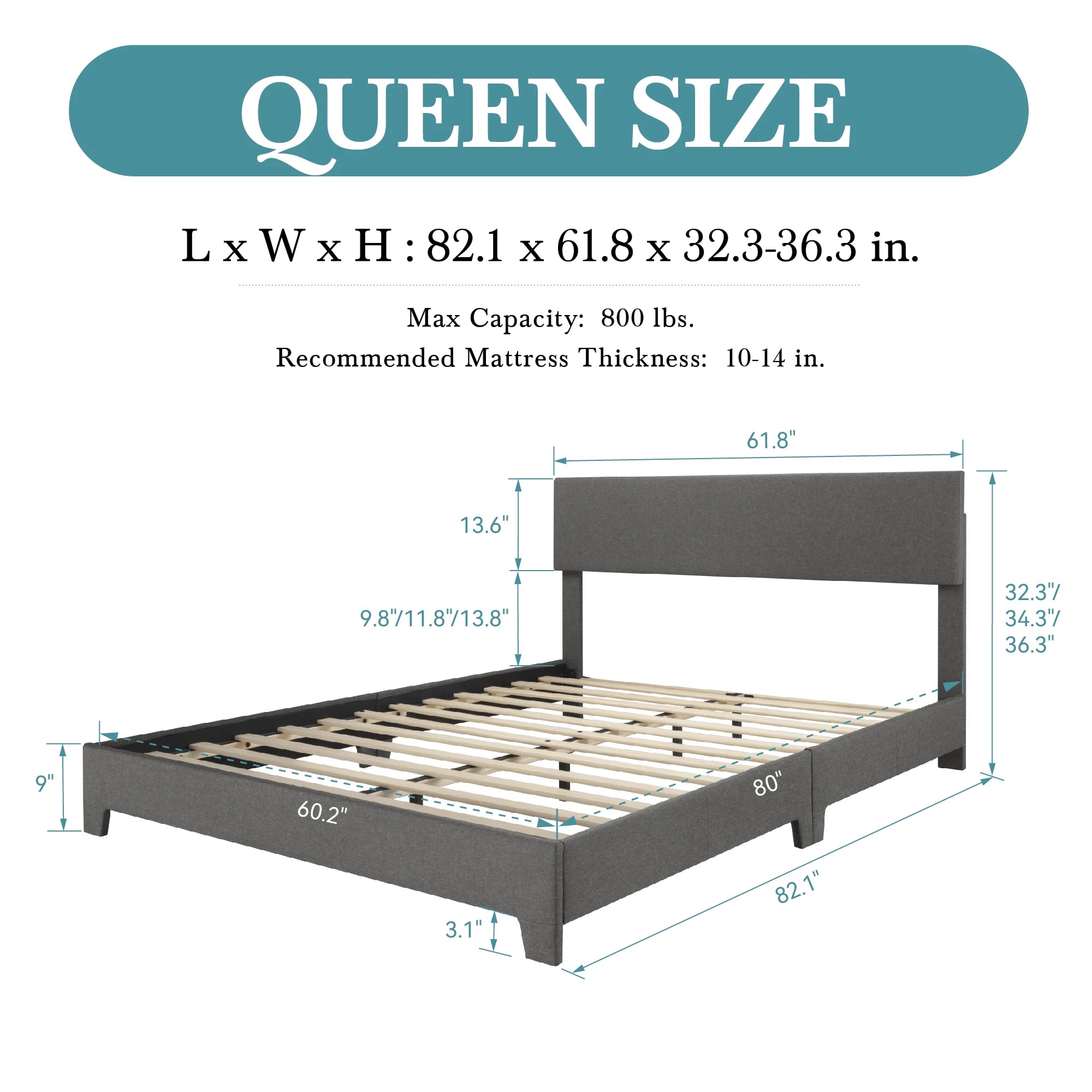 Upholstered Bed Frame with Headboard