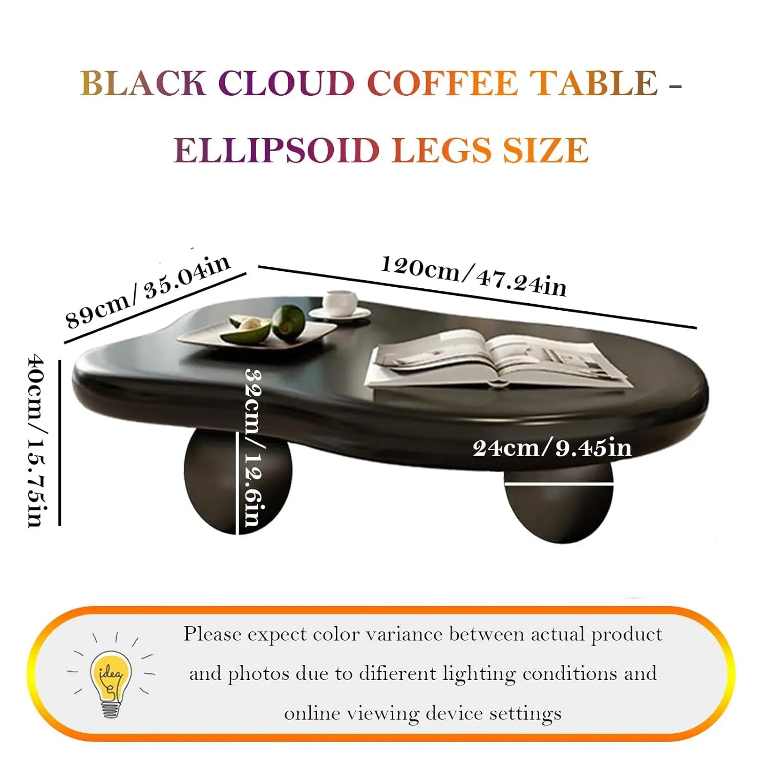 Black Coffee Table w/3 Stable Leg