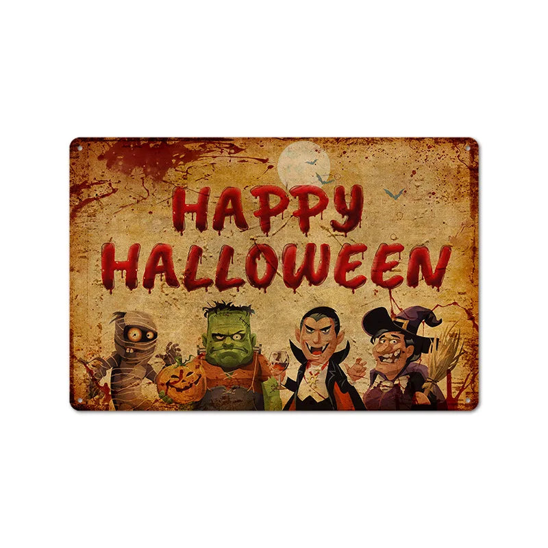 Retro Halloween Tin Painting