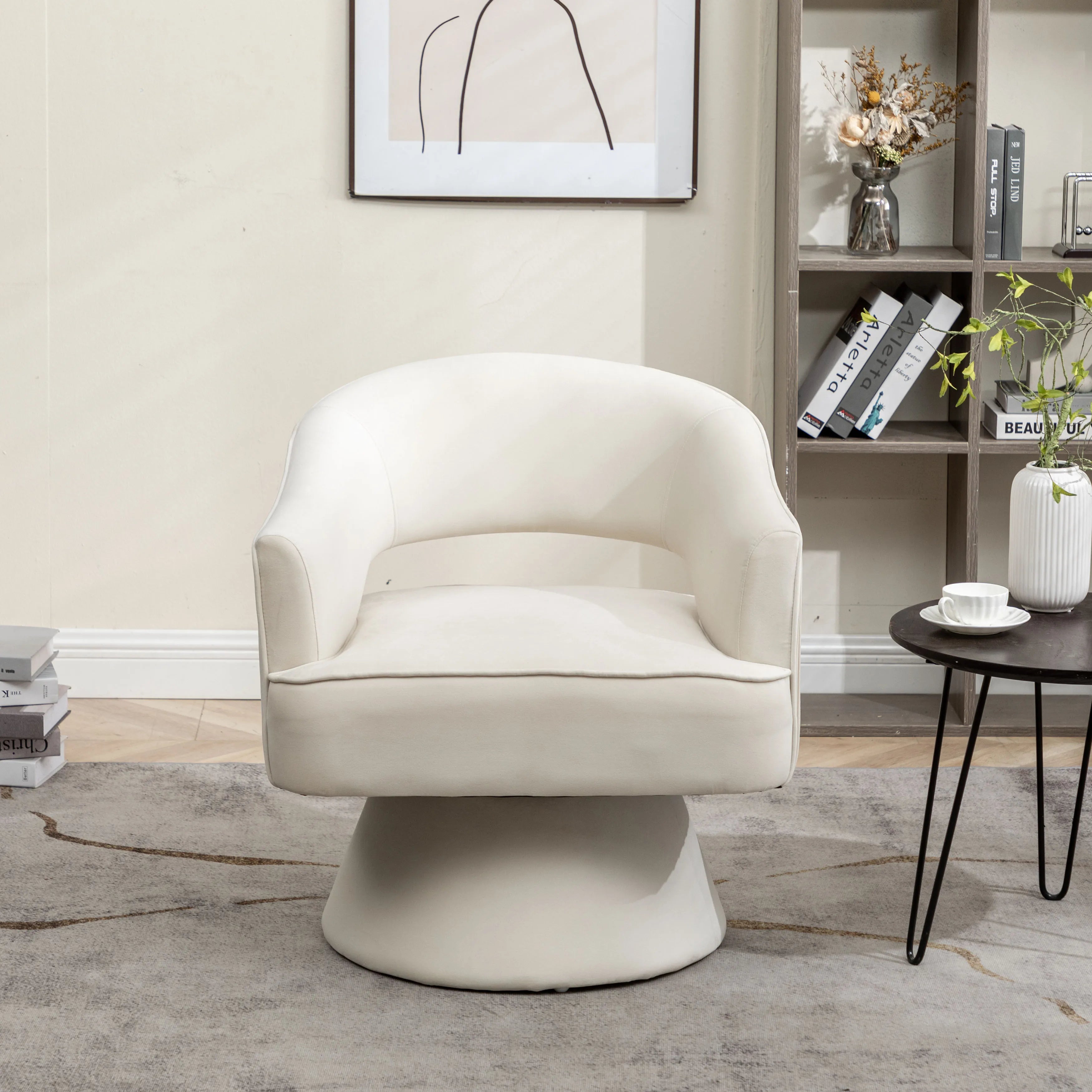 Velvet Swivel Arm Chair