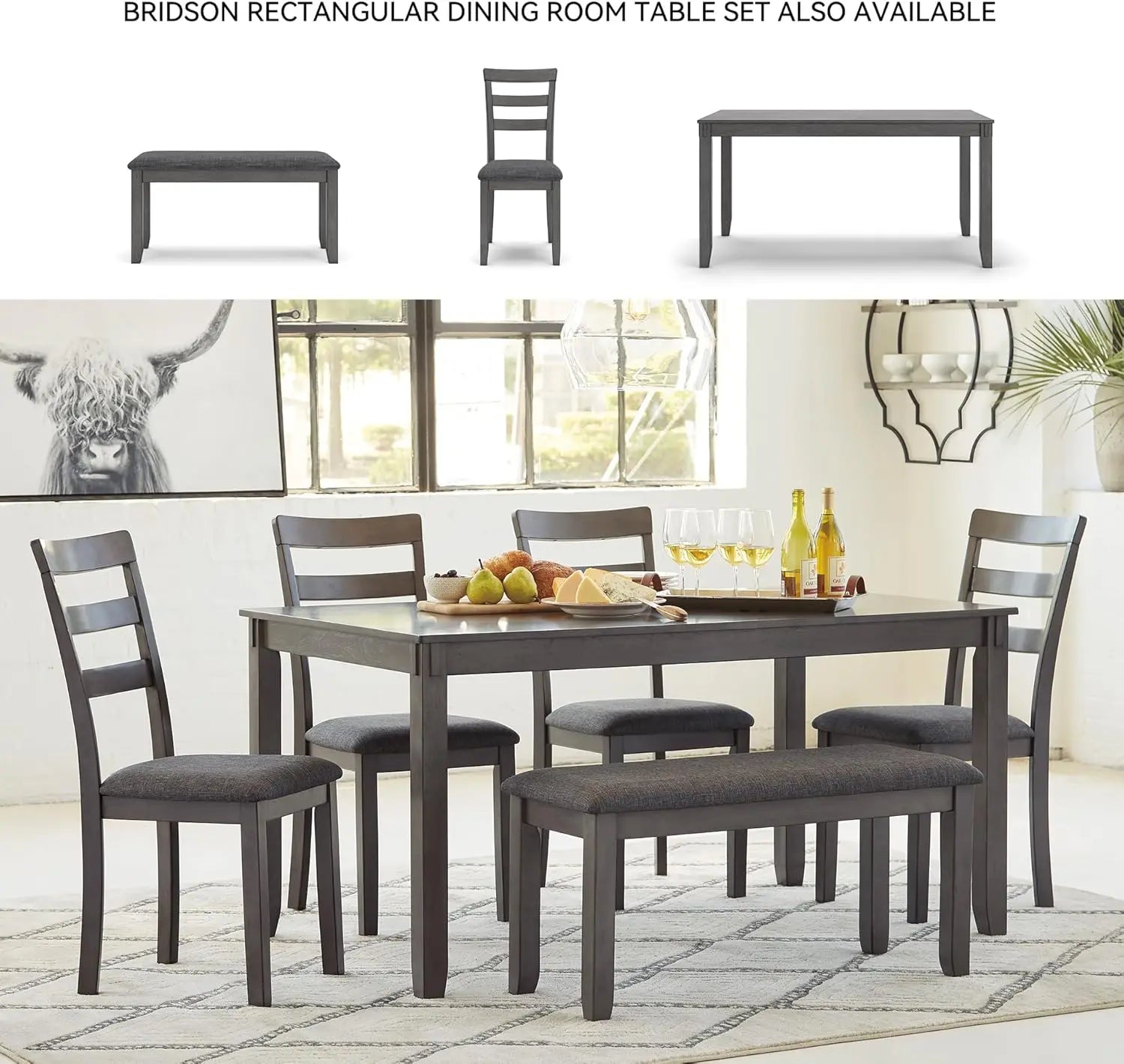 Gray Wood Dining Set w/table