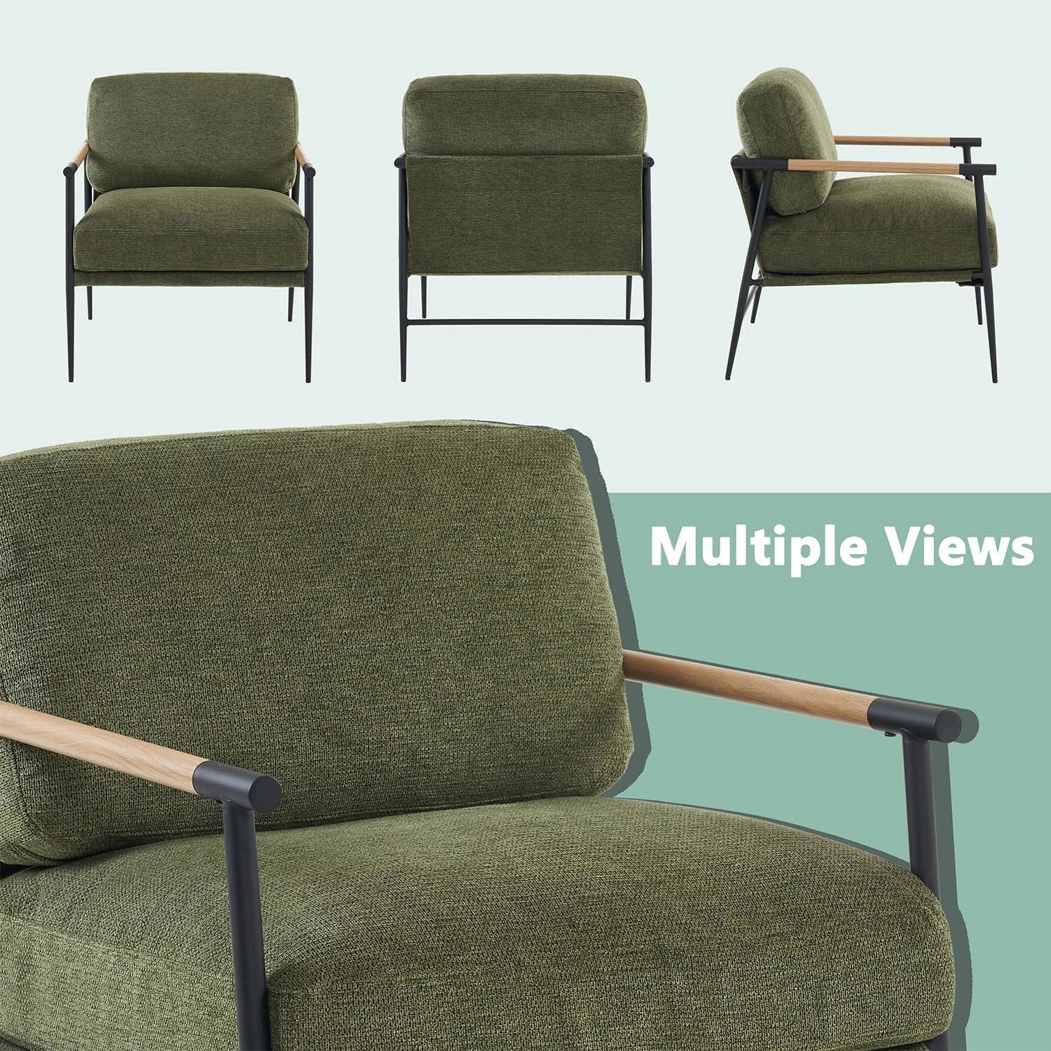 Lounge Chair Chenille, Metal Leg