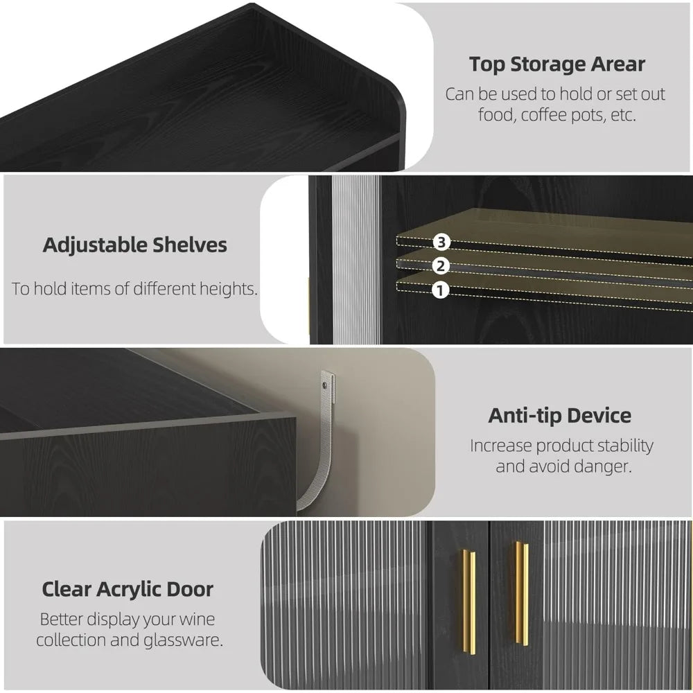 Wine Bar Cabinet with LED Light