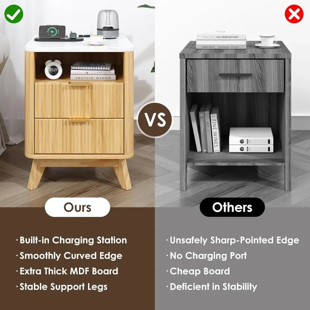 LED Nightstand w/Charging Station