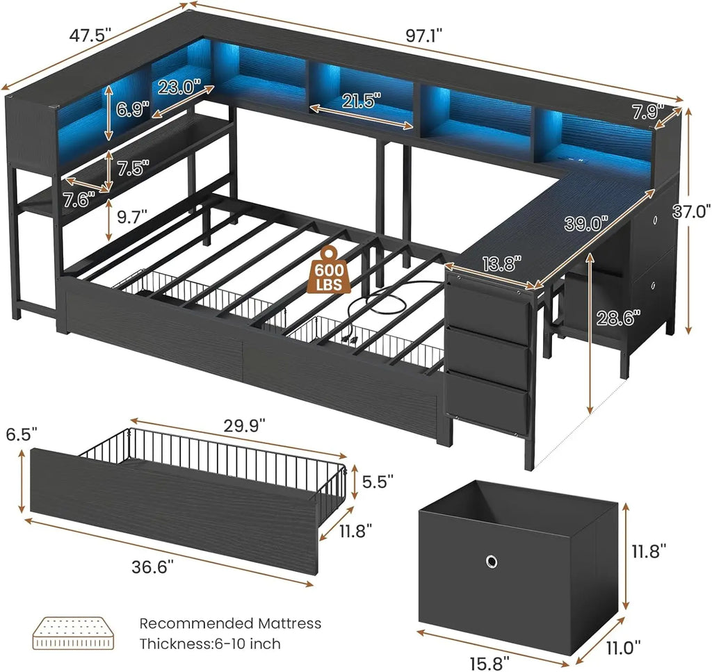 Twin Corner Bed with Desk