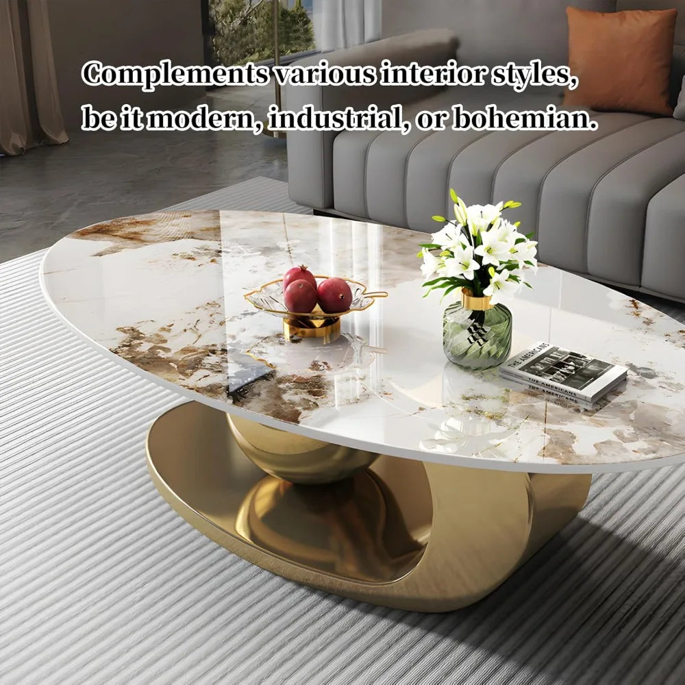 Marble Coffee Table w/Gold Base