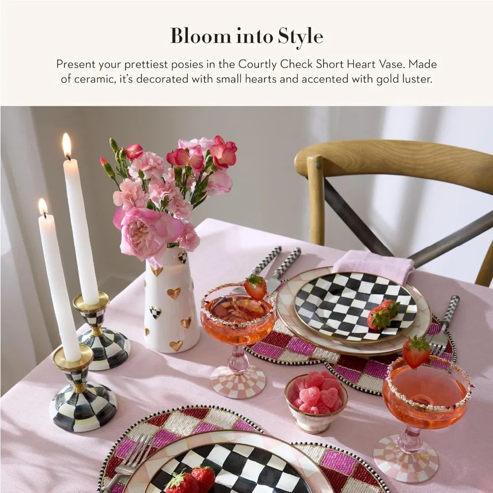 Short Black +White Ceramic Vase,