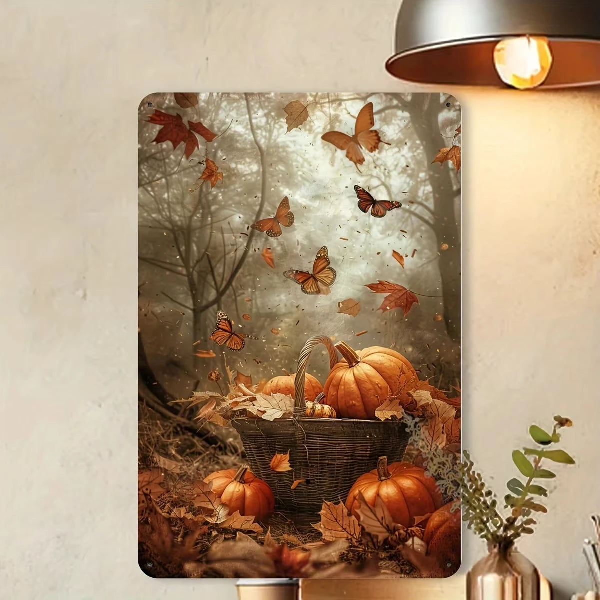 Iron Wall Art with Autumn Forest