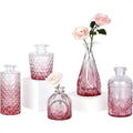 Pink Glass Bud Vase Set of 5