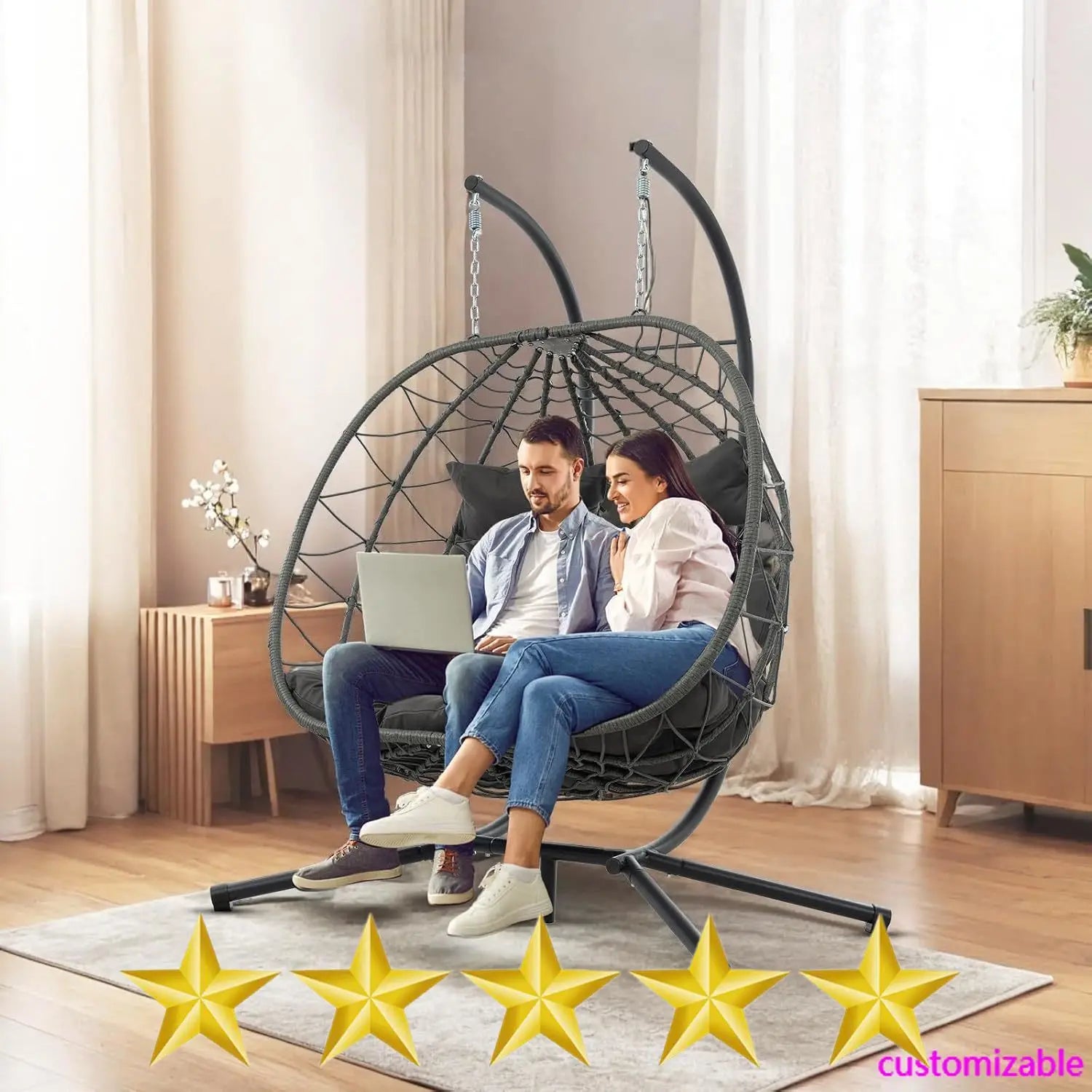 2 Person Double Egg Swing Chair