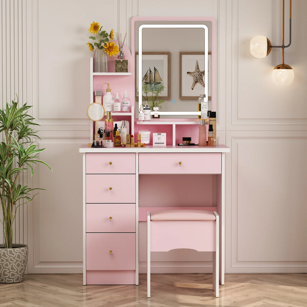 Makeup Vanity w/Lighted Mirror