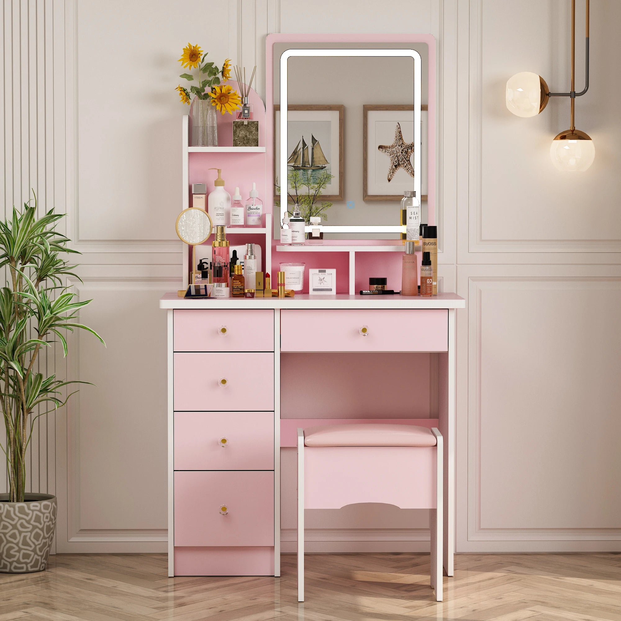 Makeup Vanity w/Lighted Mirror
